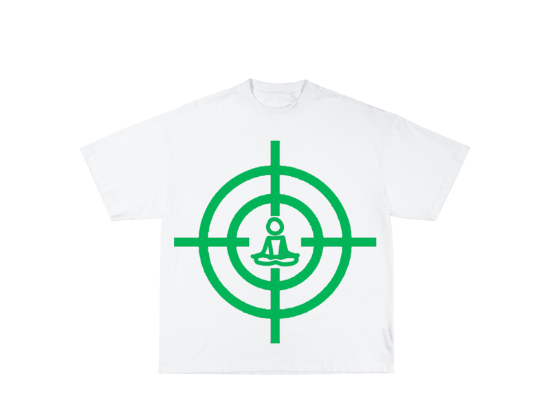 WHITE AND GREEN TARGET TEE
