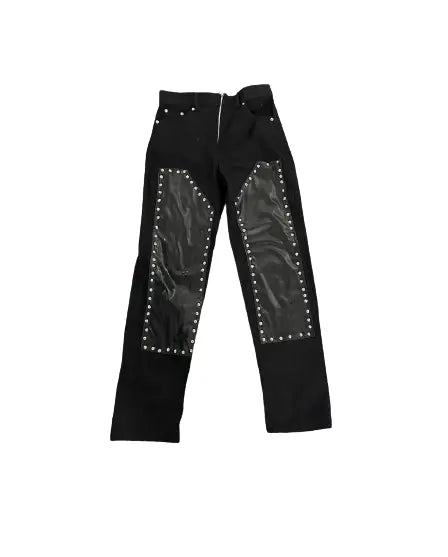 D.O.N.P leather fronts denim